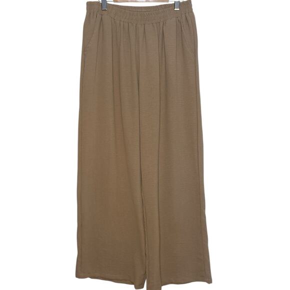 NWT Beige Two-Piece Pant Set • Blouse + Wide-Leg Pants • Size L - Picture 5 of 6